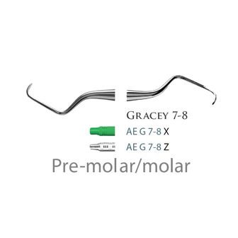 Fogászati műszer Gracey Standard 7-8 Pre-molar/molar, with stainless steel handle 38  fém nyéllel