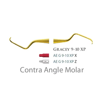 Fogászati műszer Gracey Standard 9-10 Contra Angle molar, with stainless steel handle 26  fém nyéllel