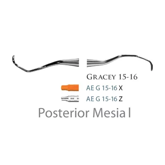 Fogászati műszer Gracey Standard 15-16 Posterior Mesial, with stainless steel handle 38  fém nyéllel