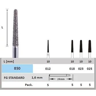 Surface Gyémánt kidolgozó lekerekített végű fissura 850N 104 012 Surface Gyémánt kidolgozó lekerekített végű fissura 850N 104 012