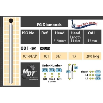 MDT Nagyon hosszú szárú turbina gyémánt gömb 001-017LPM