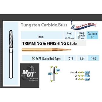 MDT FG Karbidfúró Kúp lekerekített véggel TC 7675 (12pengés)