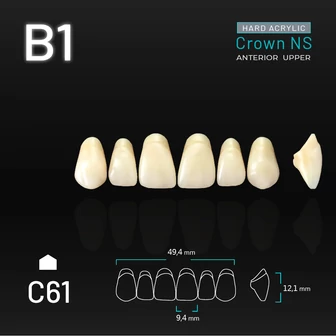 Yamahachi Acryl Crown NS upper anterior B1-C61