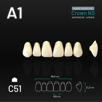 Yamahachi Acryl Crown NS upper anterior A1-C51