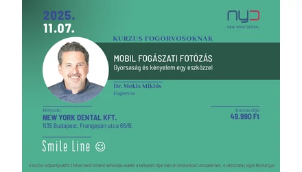 Mobil fogászati fotós kurzus - gyorsaság és kényelem egy eszközzel! - 2025.11.07