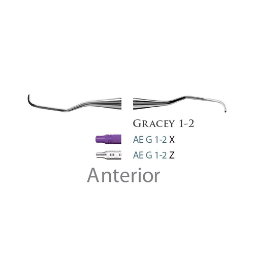 Fogászati műszer Gracey Standard 1-2 Anterior, with stainless steel handle 38  fém nyéllel