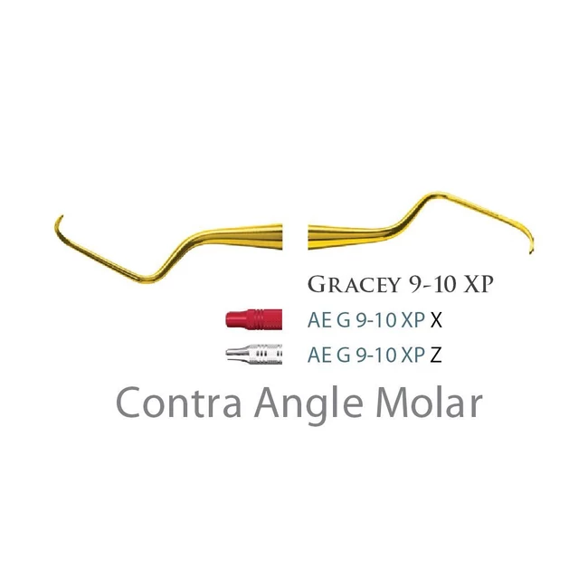 Fogászati műszer Gracey Standard 9-10 Contra Angle molar, with stainless steel handle 26  fém nyéllel