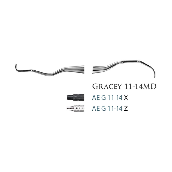 Fogászati műszer Gracey Mesial-Distal 11-14, with stainless steel handle 38  fém nyéllel