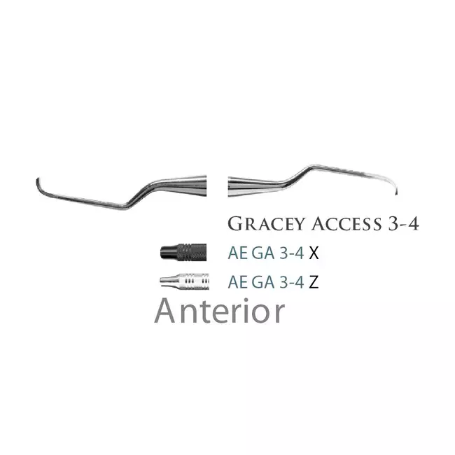 Fogászati műszer Gracey +3 Access 3-4 Anterior, with stainless steel handle 27  fém nyéllel