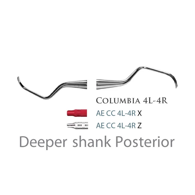 Fogászati műszer Universal Curette Columbia 4L-4R Deeper Shank Posterior, rigid, acél markolattal