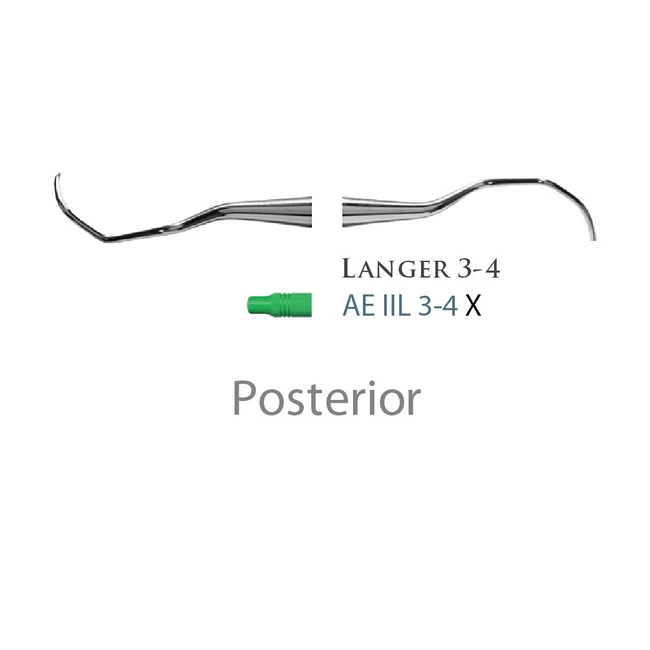 Fogászati műszer lant Curette Langer L3-4 Posterior, plasztik nyéllel