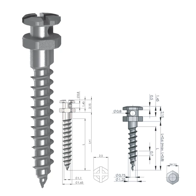 Dewimed O.S.A.S. MINI Screw 2,5x1,3x8 mm