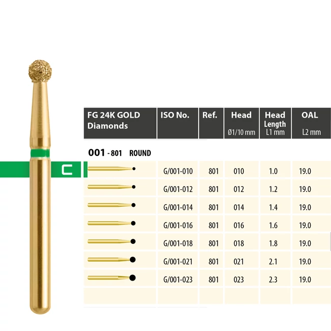 MDT Gold 24K G/001-010C Turbina gyémánt gömb