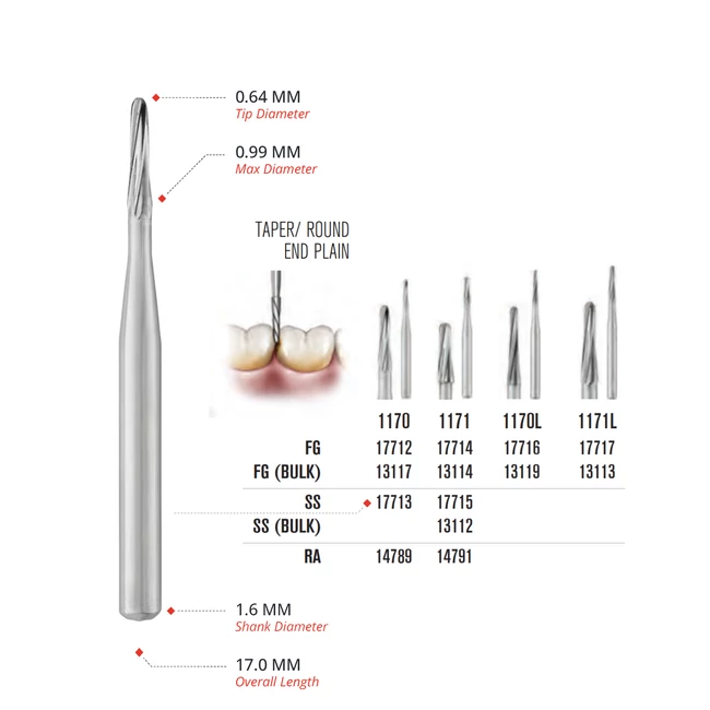 SS White FG Carbide orvosi fúró 1170S (17713)