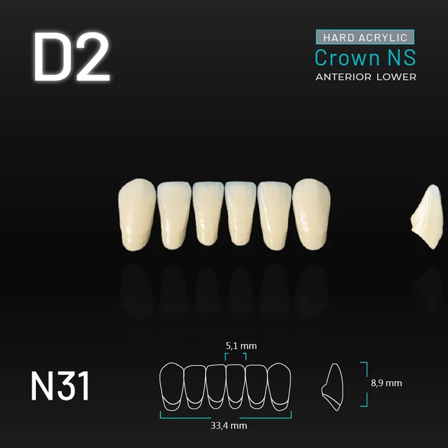 Yamahachi Acryl Crown NS alsó metsző D2-N31