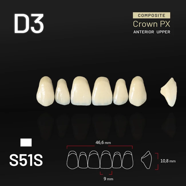 Yamahachi Composit Crown felső metsző D3 S51S Yamahachi Composit Crown felső metsző D3 S51S