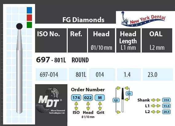 MDT Turbina gyémánt hosszú szárral, gömb 697-014M