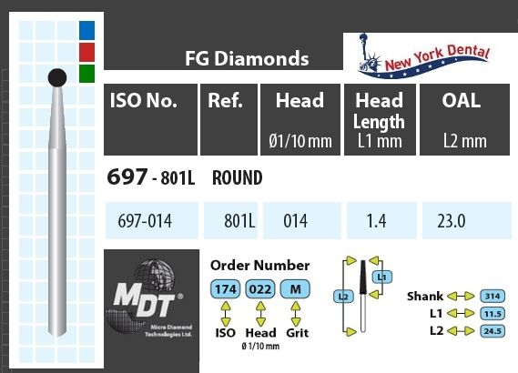 MDT Gyémánt Fúró Gömb hosszú szárral 697-014M
