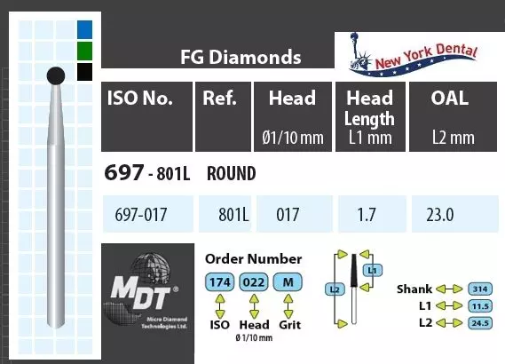 MDT Turbina gyémánt hosszú szárral, gömb 697-017C