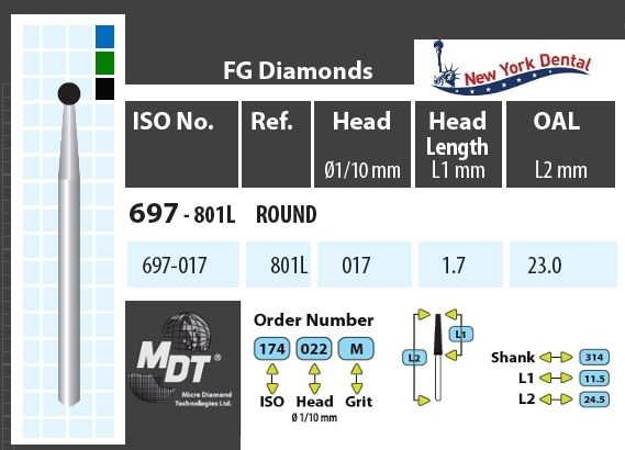 MDT Gyémánt Fúró Gömb hosszú szárral 697-017C