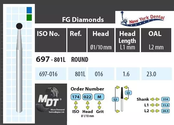 MDT Turbina gyémánt hosszú szárral, gömb 697-016M