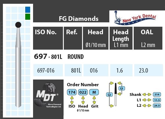 MDT Gyémánt Fúró Gömb hosszú szárral 697-016M