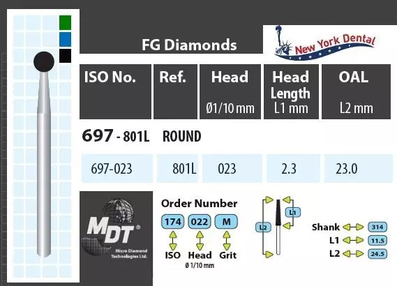 MDT Turbina gyémánt hosszú szárral, gömb 697-023C
