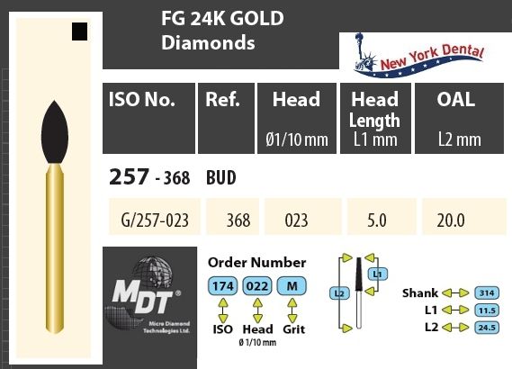 MDT Gold 24K Gyémánt fúró Kis láng G/257-023XC