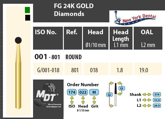 MDT Gold 24K Gyémánt fúró Gömb G/001-018C