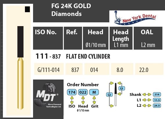 MDT Gold 24K Gyémánt fúró Henger G/111-014XC