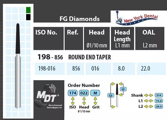MDT Turbina gyémánt kúp lekerekített véggel 198-016C