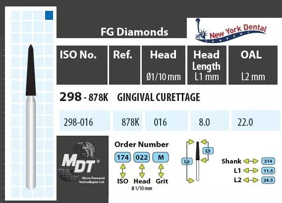 MDT Turbina gyémánt ginigiva küret 298-016M