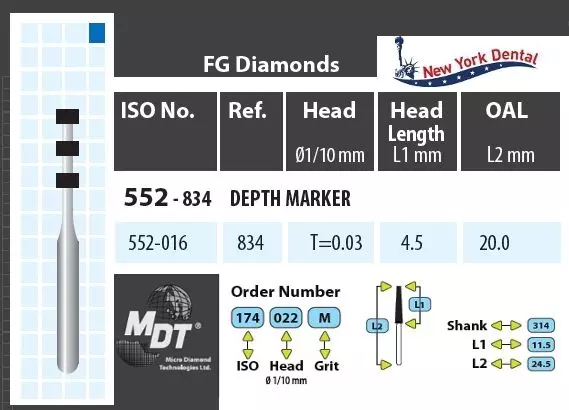 MDT Turbina gyémánt  mélység jelölő 552-016M