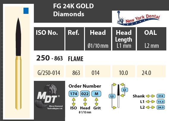 MDT Gold 24K Gyémánt fúró Láng G/250-014M