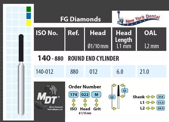 MDT Turbina gyémánt, henger lekerekített véggel 140-012M