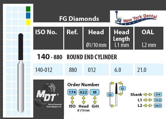 MDT Gyémánt Fúró Henger lekerekített véggel 140-012M