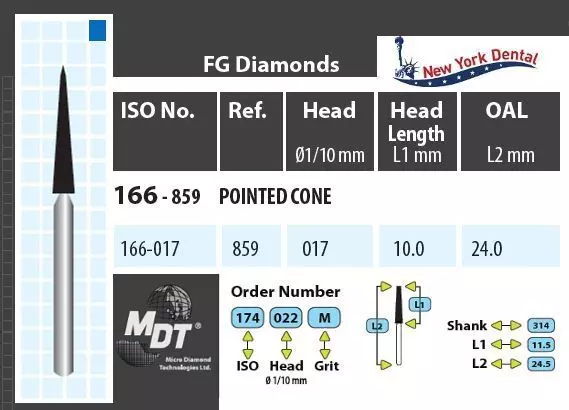 MDT Turbina gyémánt, hegyes kúp 166-017M