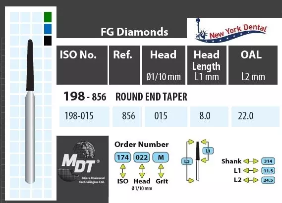 MDT Turbina gyémánt kúp lekerekített véggel 198-015M