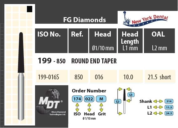 MDT Rövid szárú turbina gyémánt, kúp lekerekített véggel 199-016SXC