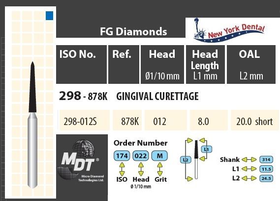 MDT Gyémánt Fúró Ginigival Curette 298-012SM