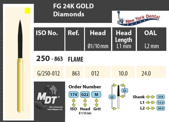 MDT Gold 24K Turbina gyémánt láng G/250-012XF