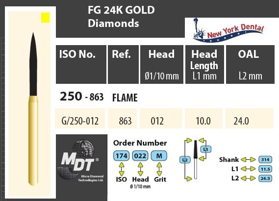 MDT Gold 24K Gyémánt fúró Láng G/250-012XF