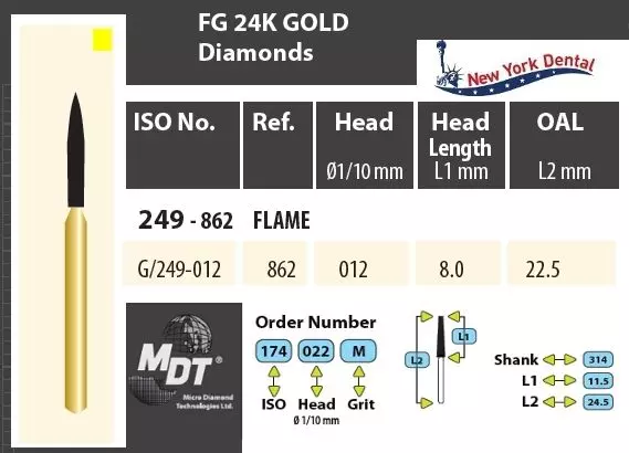 MDT Gold 24K Turbina gyémánt láng G/249-012XF