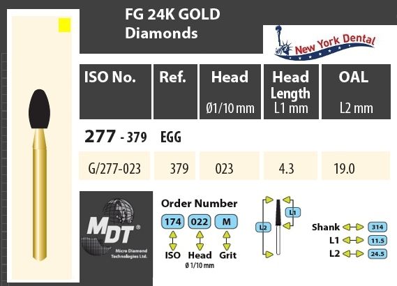MDT Gold 24K Gyémánt fúró Tojás G/277-023XF