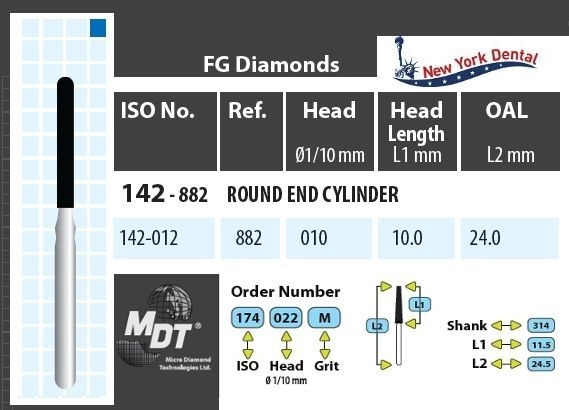 MDT Gyémánt Fúró Henger lekerekített véggel 142-012M