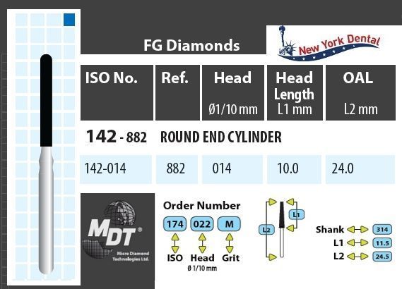 MDT Gyémánt Fúró Henger lekerekített véggel 142-014M