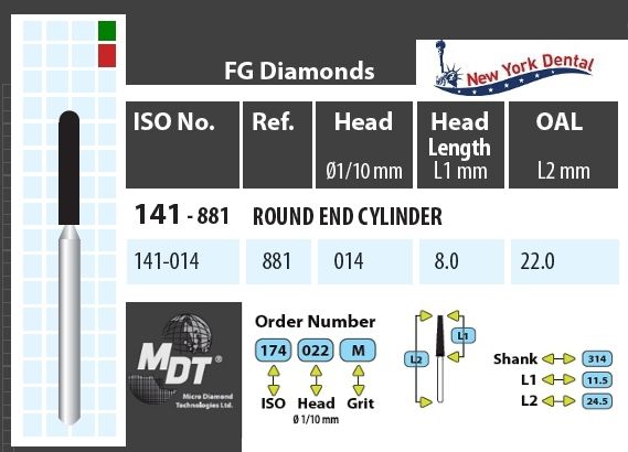 MDT Gyémánt Fúró Henger lekerekített véggel 141-014C