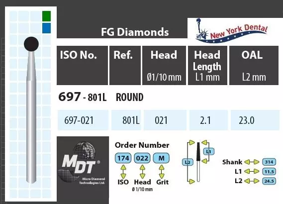 MDT Turbina gyémánt hosszú szárral, gömb 697-021m