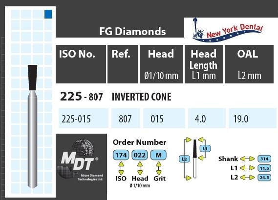 MDT Gyémánt Fúró Fordított kúp 225-015M