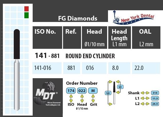 MDT Gyémánt Fúró Henger lekerekített véggel 141-016F